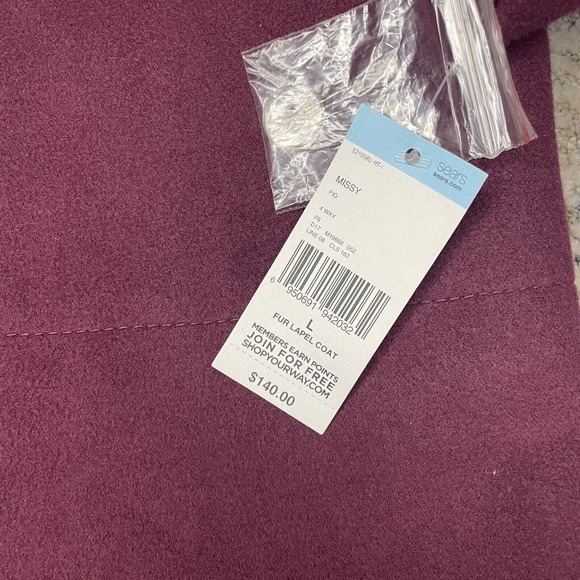 Covington Missy Fur Lapel Coat Half Button Closure Fig Women's Size Large NWT - Picture 11 of 11